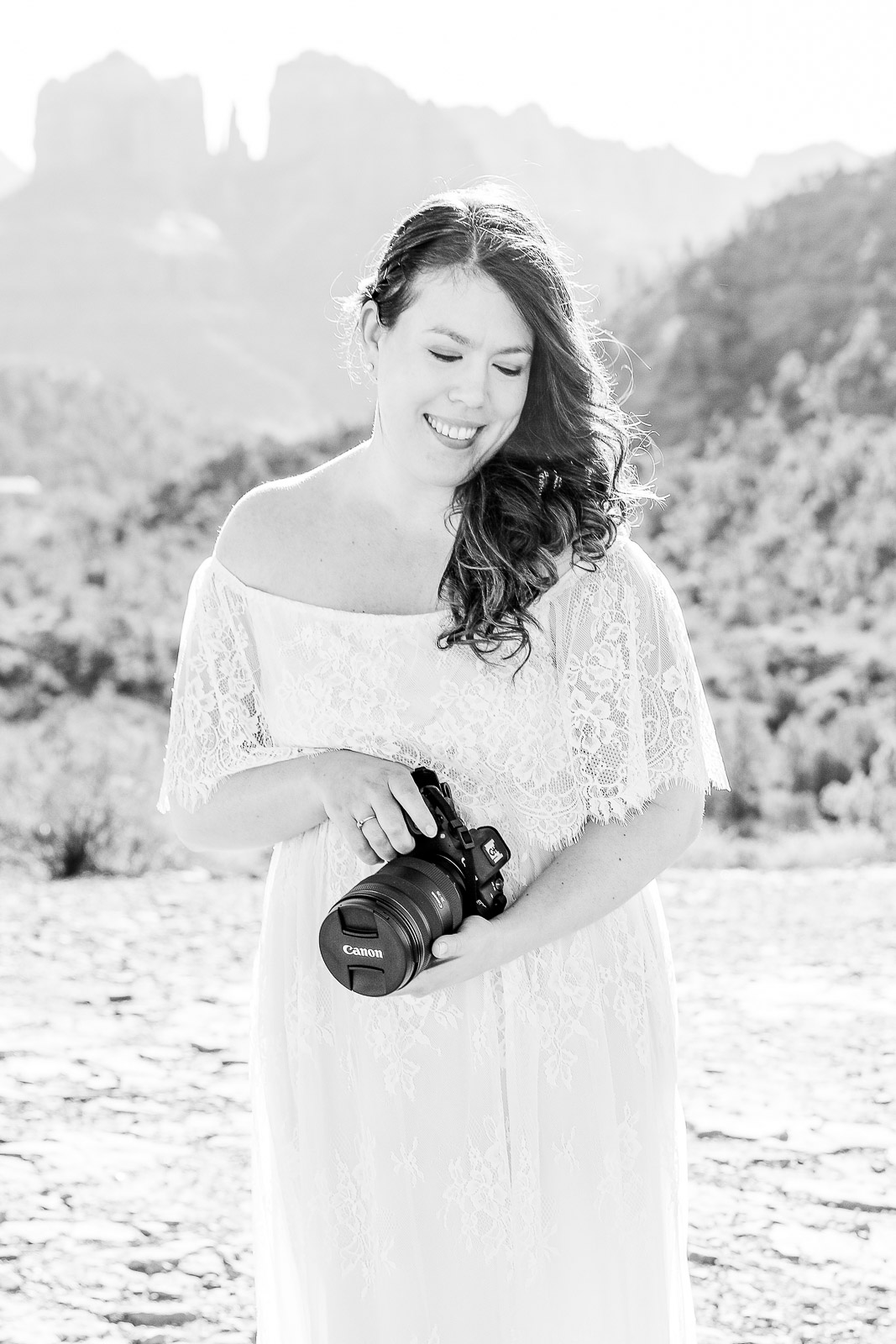 Photographer holding camera in Arizona.