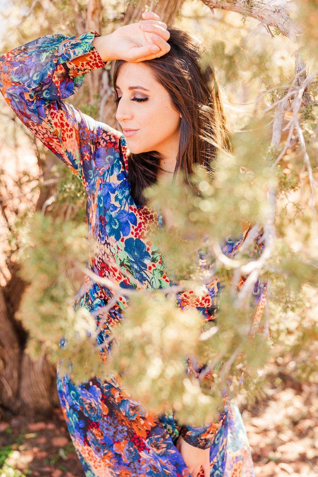 Portrait of a Woman in printed dress Sedona, Arizona