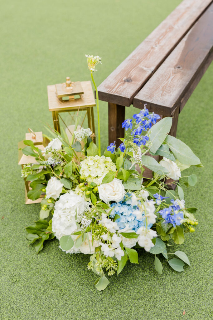 Wedding day florals by Willow Design Wedding ceremony at the Bog in Saukville Wisconsin. 