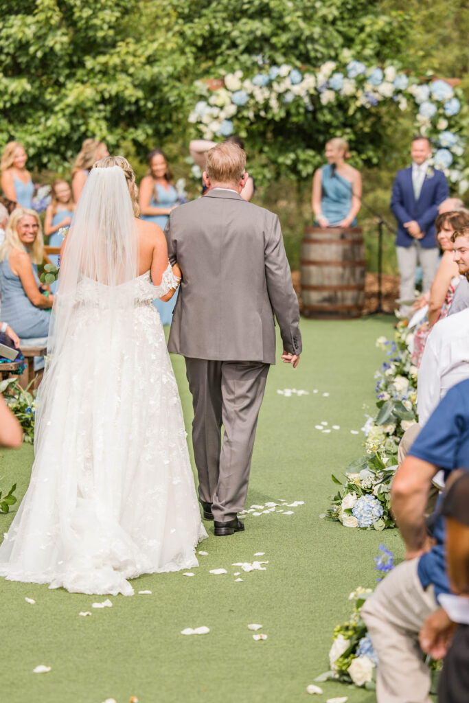 Father of the bride walking bride down the aisle