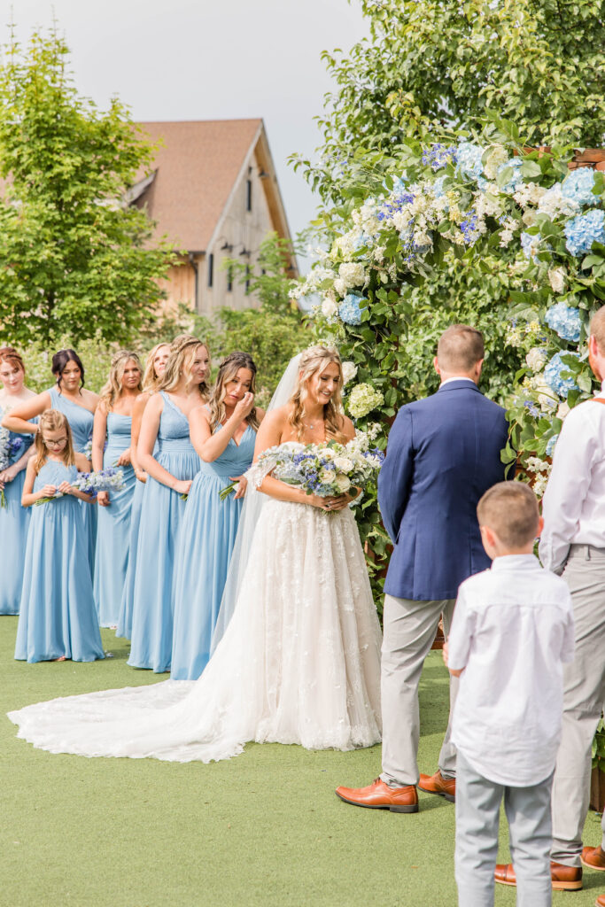 Wedding day florals by Willow Design Wedding ceremony at the Bog in Saukville Wisconsin. 