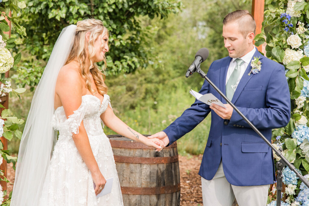 Wedding day florals by Willow Design Wedding ceremony at the Bog in Saukville Wisconsin. 