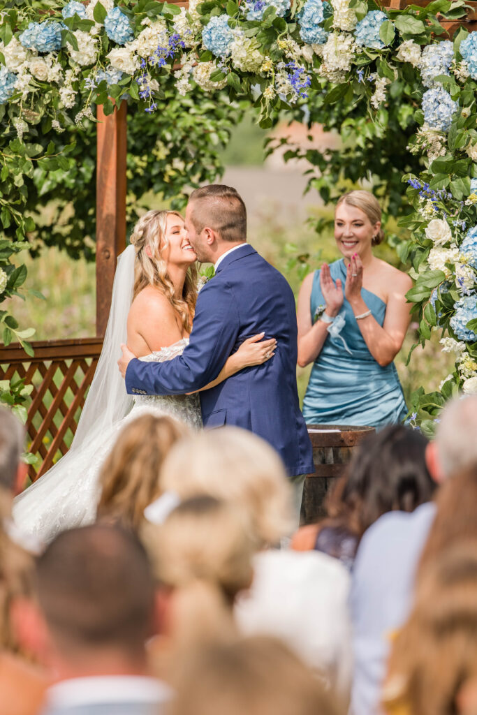 First kiss as husband and wife. 