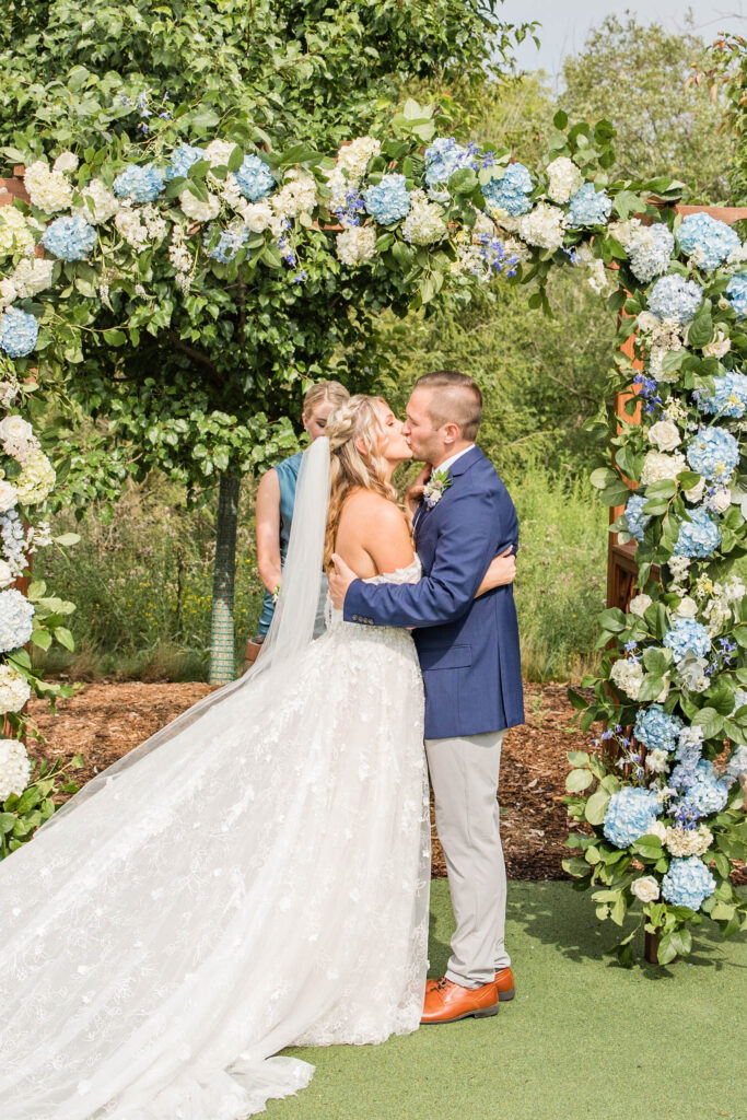 First kiss as husband and wife. 