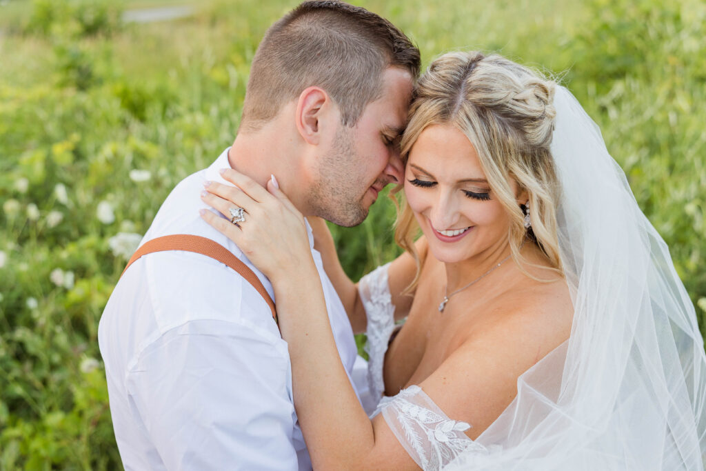 Bride and groom portraits at the Bog in Saukville Wisconsin. Meredith Mutza Photography. 