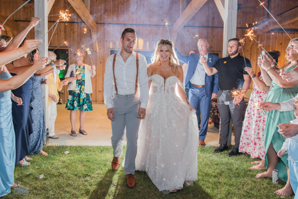 Bride and Groom sparkler exit. The Bog in Saukville Wisconsin. 