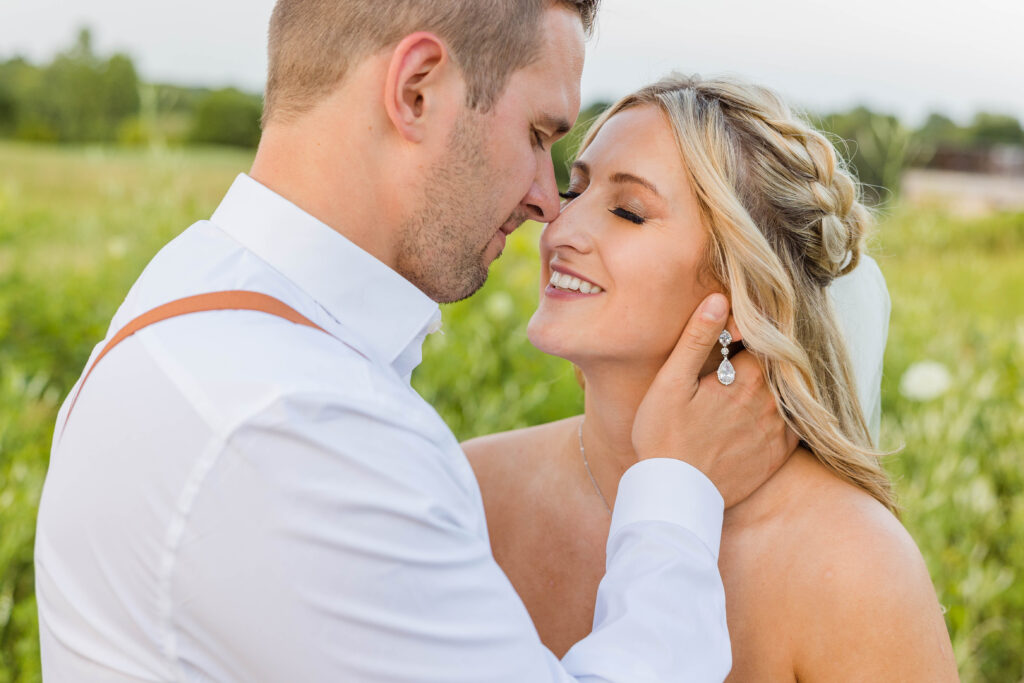 Bride and groom portraits at the Bog in Saukville Wisconsin. Meredith Mutza Photography. 