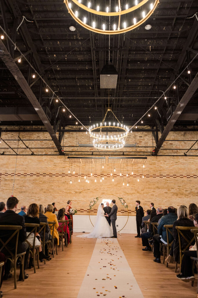 Wedding ceremony at 10 South outside of Madison, Wisconsin.