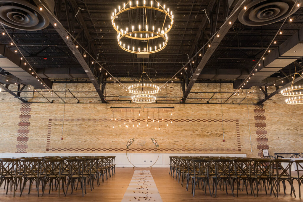 Wedding Ceremony set up at 10 South outside of Madison, Wisconsin.