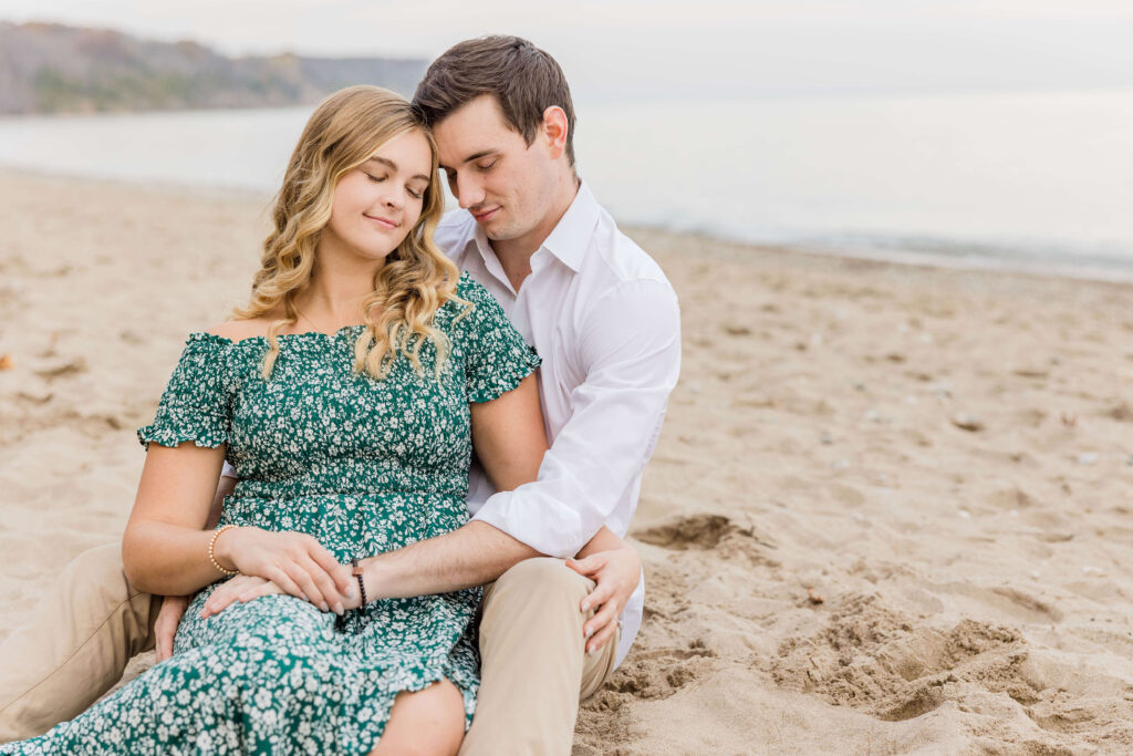 Engagement session in Grant Park on Lake Michigan in Milwaukee. 