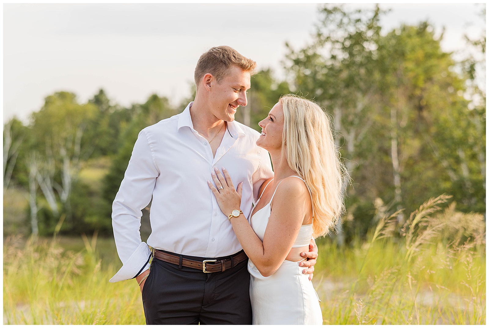 Kohler-Andre State Park Engagement, smiling couple, wisconsin engagement