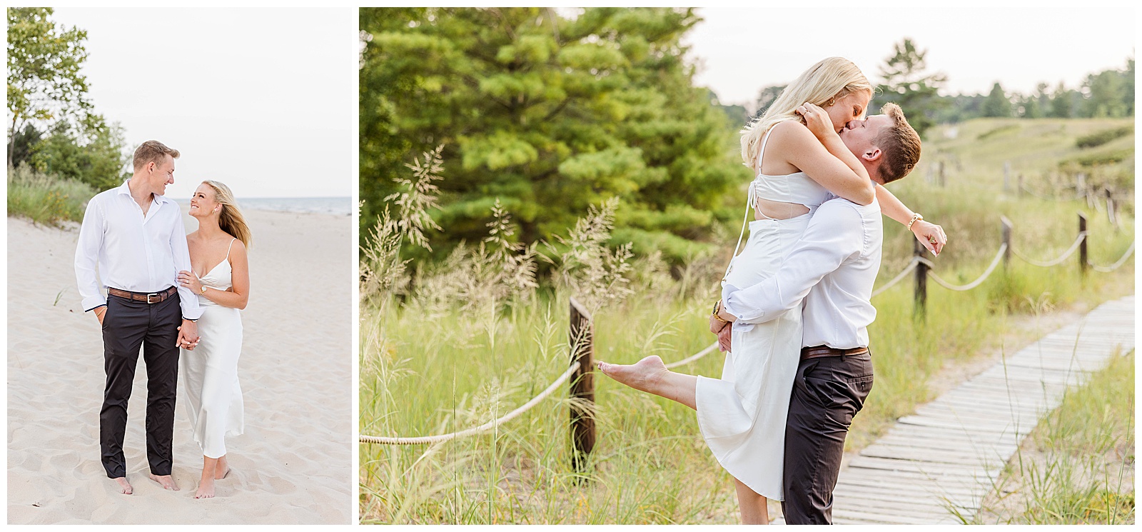 Kohler-Andre State Park Engagement, smiling couple, wisconsin engagement