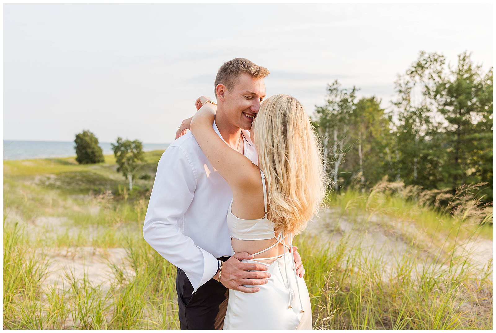 Kohler-Andre State Park Engagement, smiling couple, wisconsin engagement