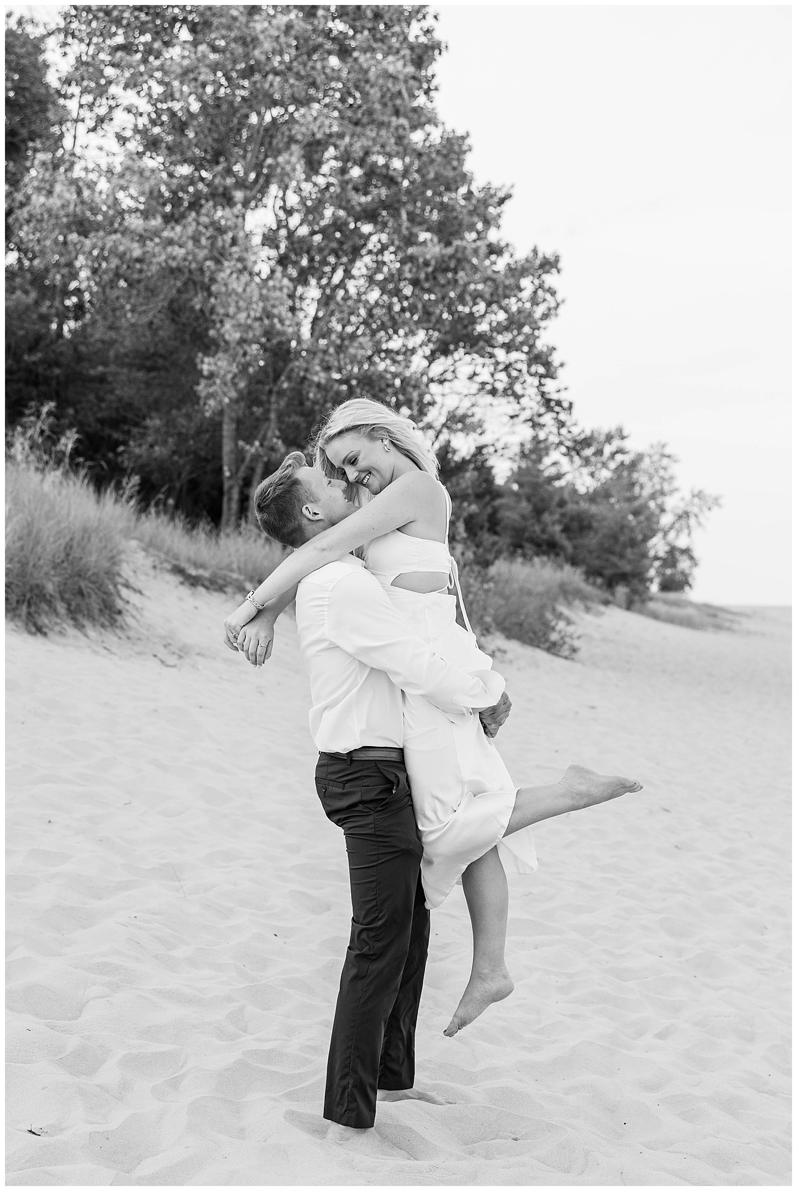 Kohler-Andre State Park Engagement, smiling couple, wisconsin engagement