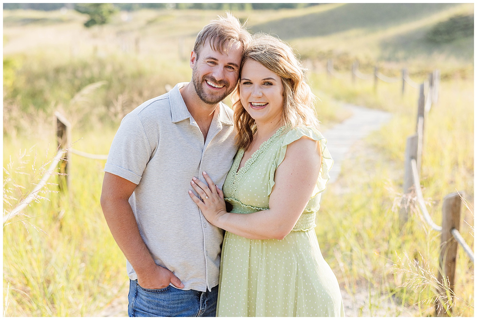 Kohler-Andre State Park Engagement, couple on the beach