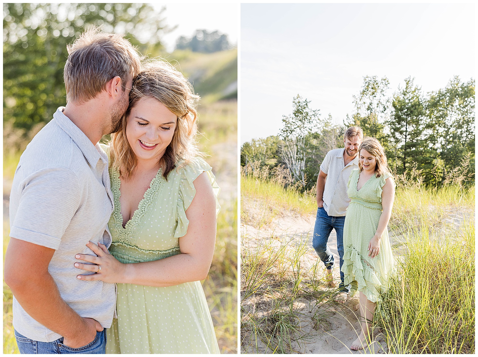 Kohler-Andre State Park Engagement, couple on the beach