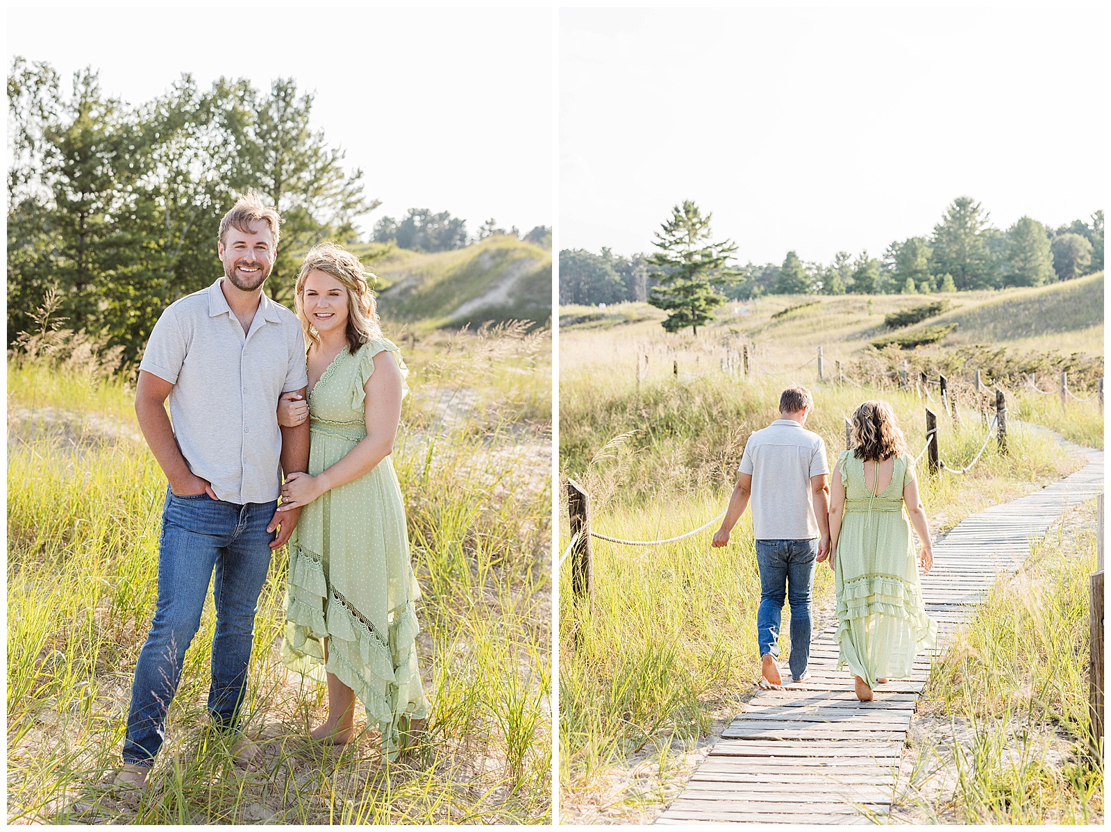 Kohler-Andre State Park Engagement, couple on the beach