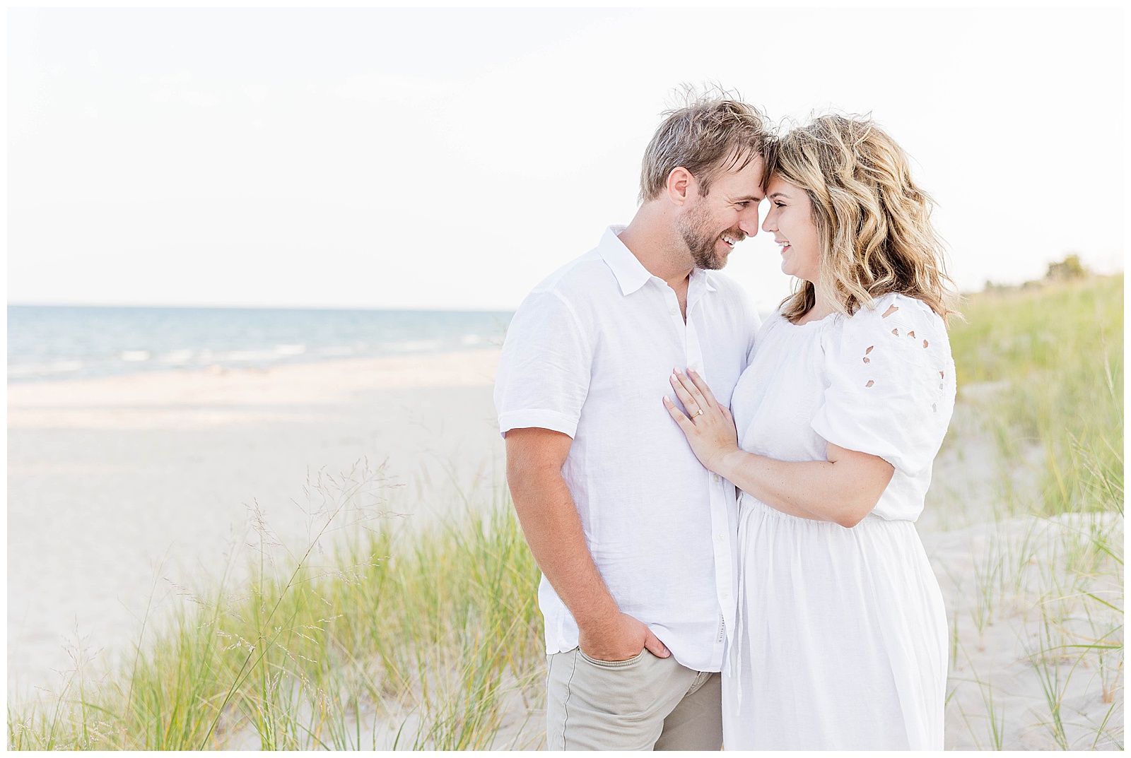 Kohler-Andre State Park Engagement, couple on the beach
