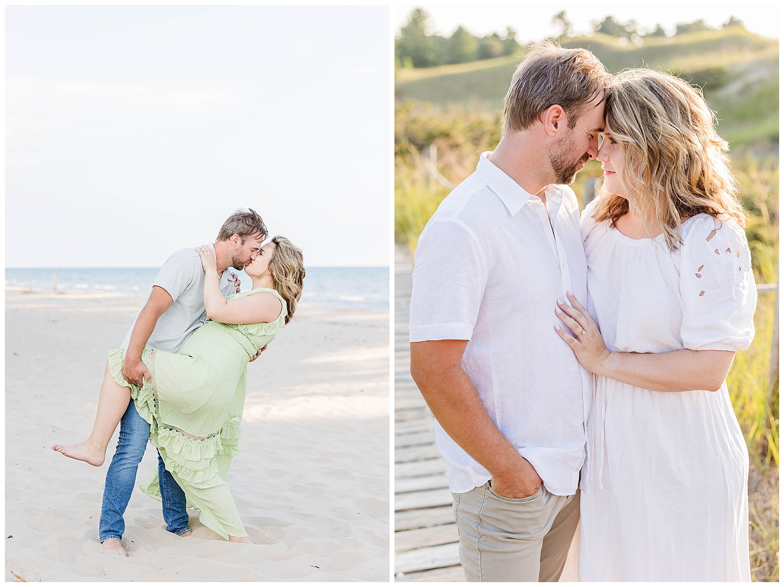 Kohler-Andre State Park Engagement, couple on the beach