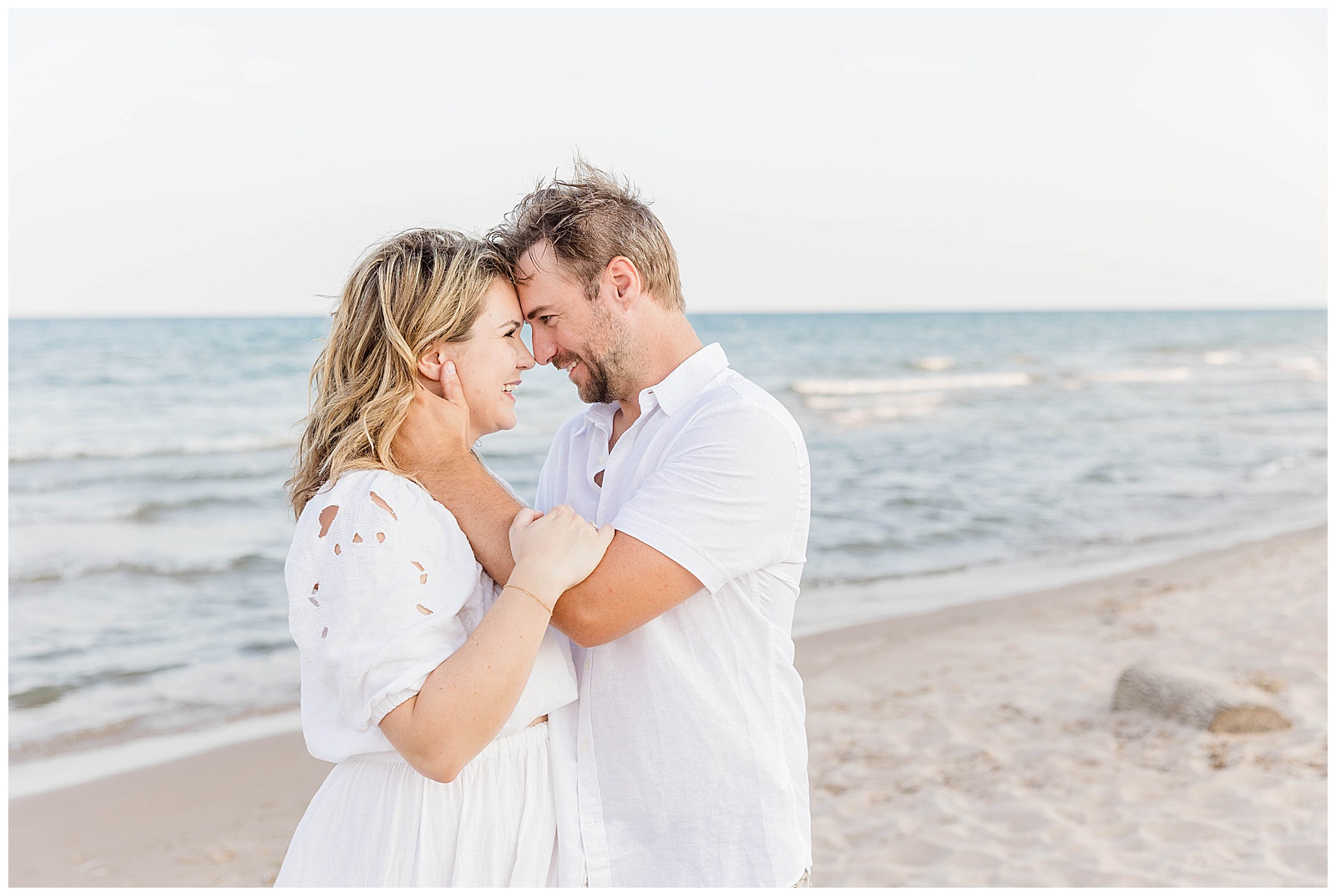 Kohler-Andre State Park Engagement, couple on the beach