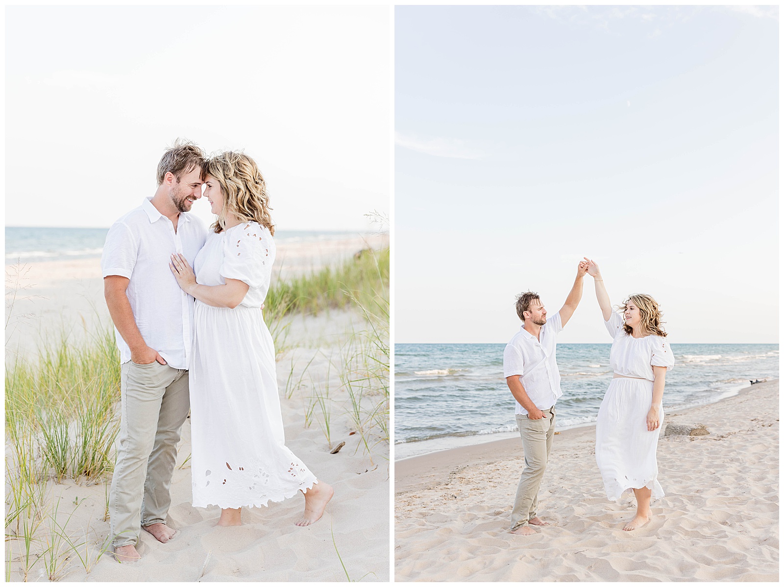 Kohler-Andre State Park Engagement, couple on the beach