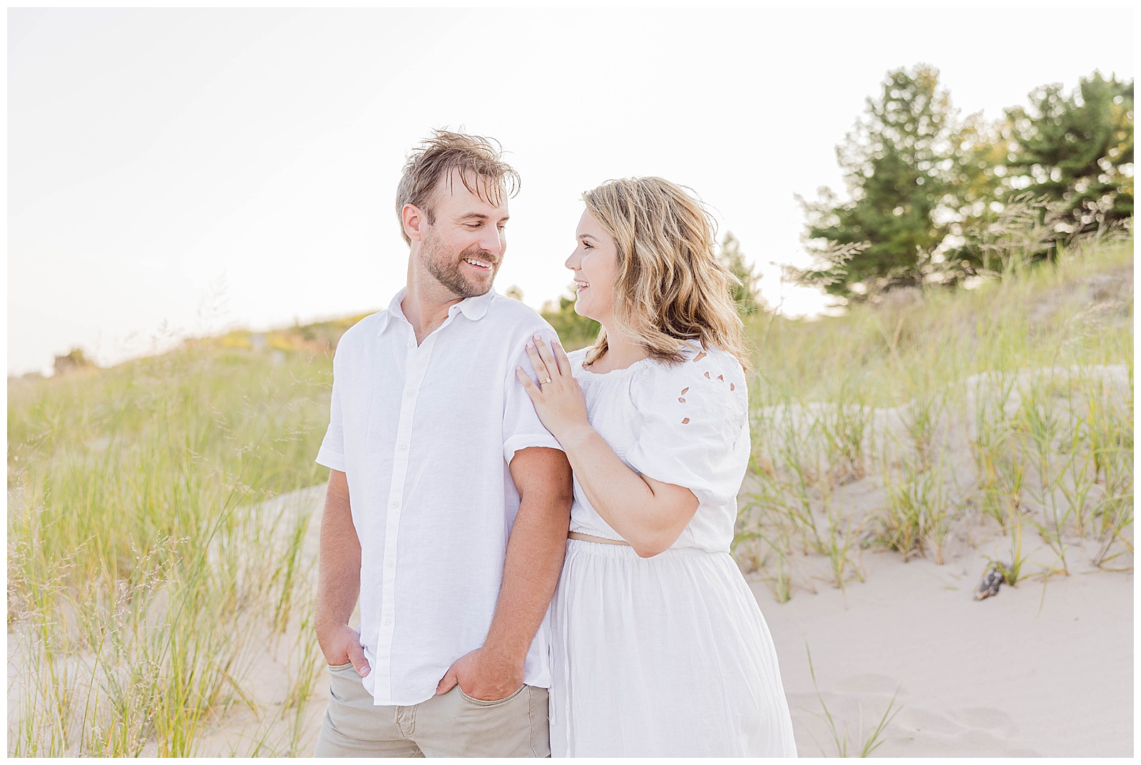 Kohler-Andre State Park Engagement, couple on the beach