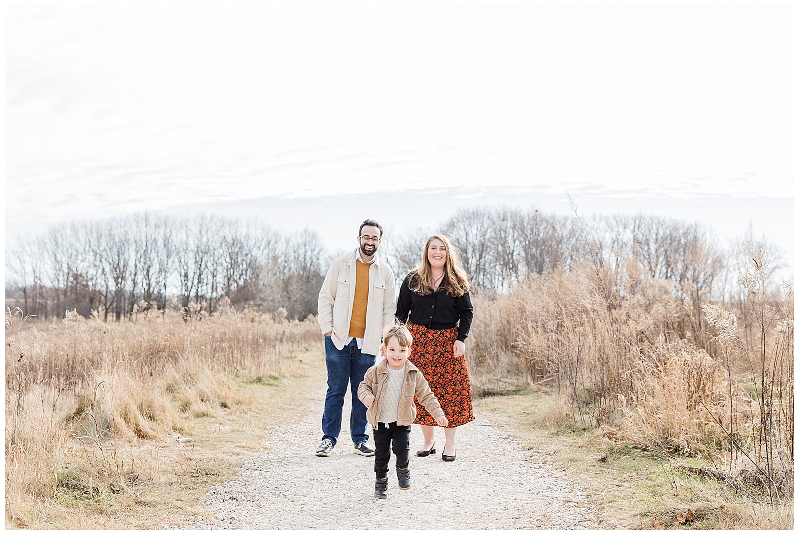 family photo session outside in a field
