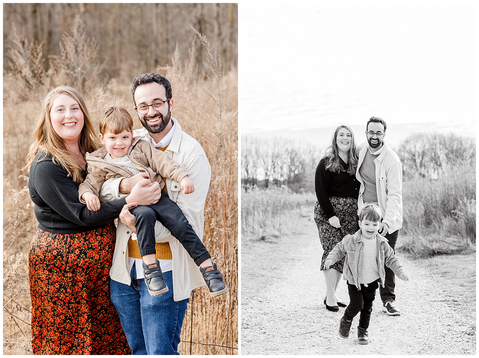 family photo session outside in a field