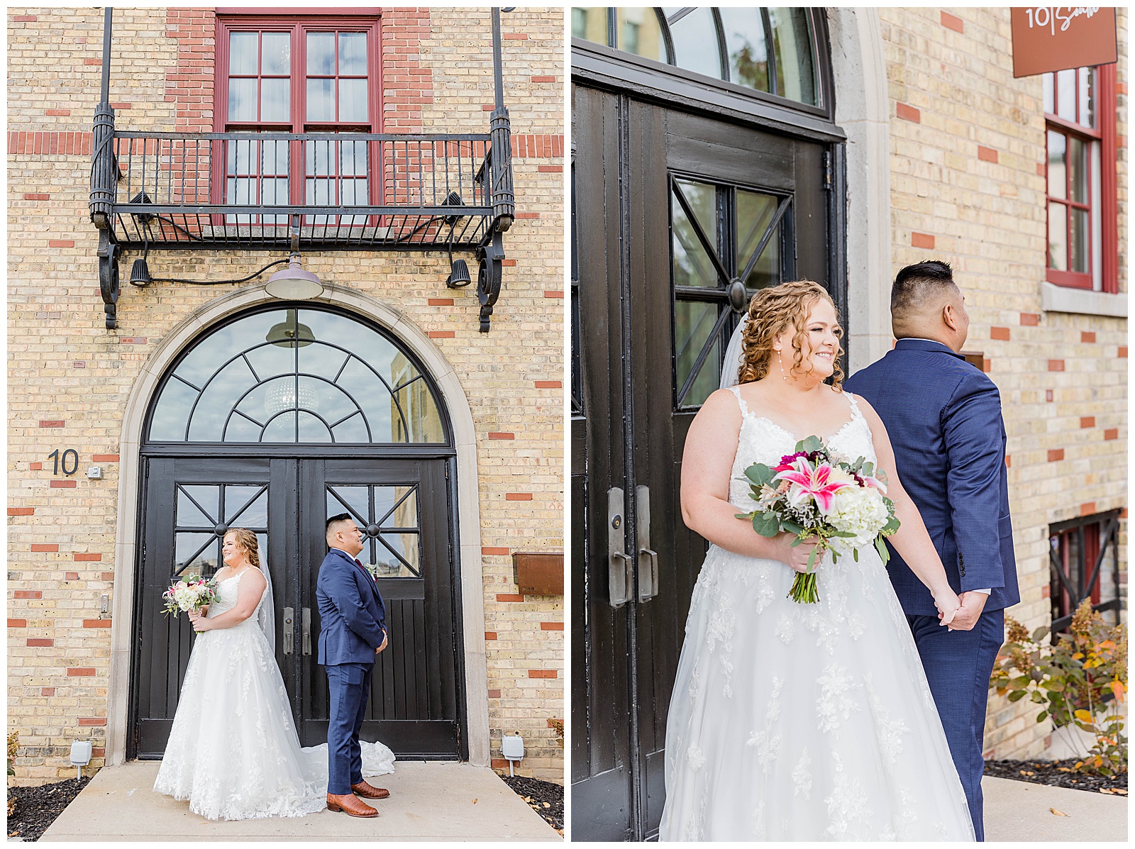 bride and groom first look 