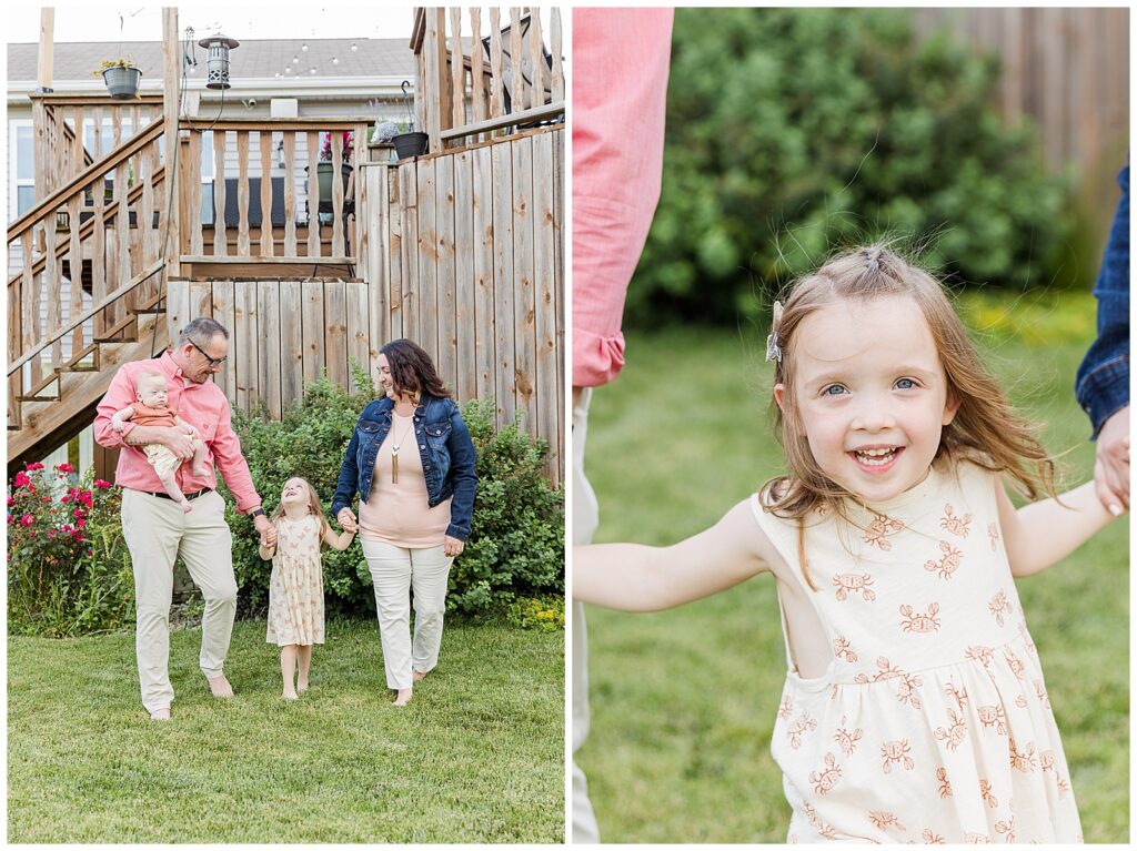Wisconsin Family Photos in a backyard with 2 children