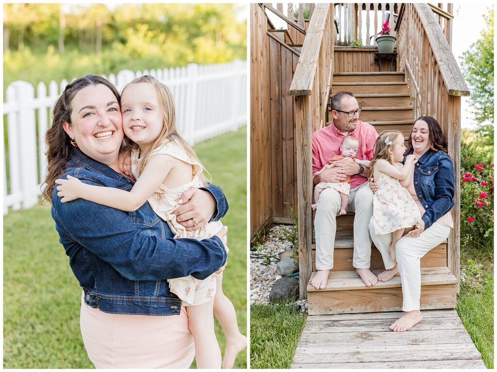 Wisconsin Family Photoshoot in a backyard with 2 children, Wisconsin family photographer