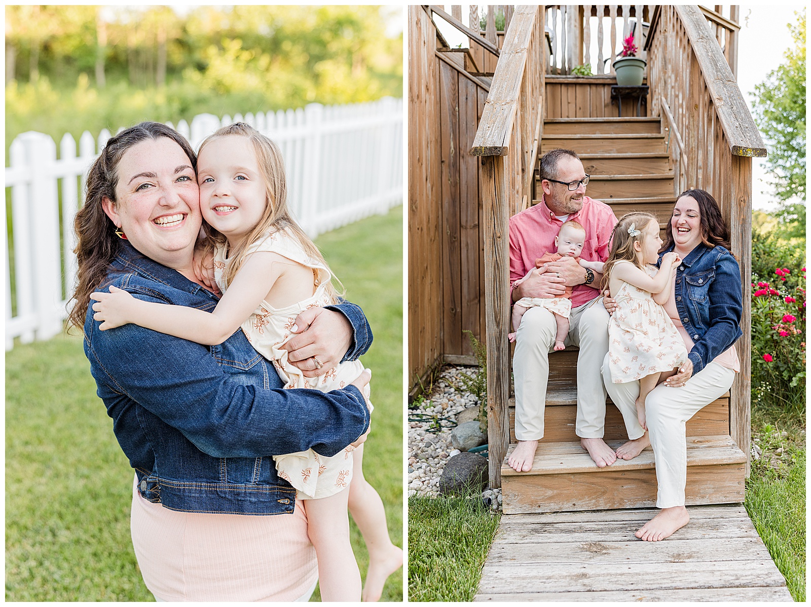 Wisconsin Family Photoshoot in a backyard with 2 children