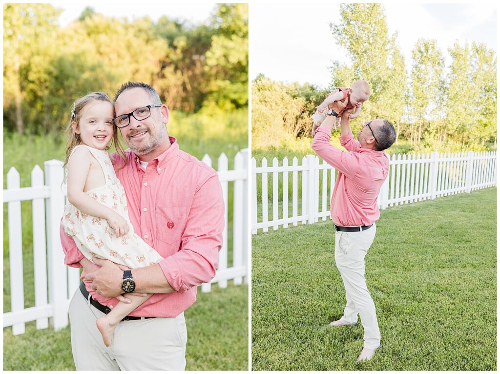 Wisconsin Family Photoshoot in a backyard with 2 children