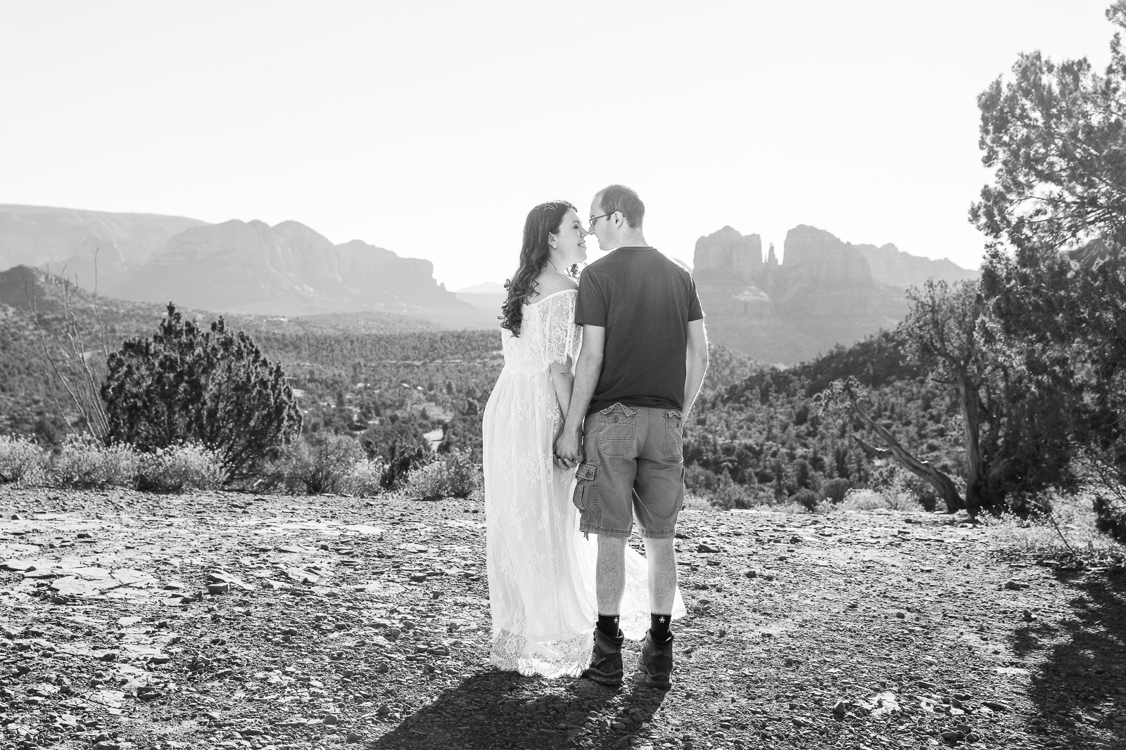 Black and white couple's portrait in Sedona, Arizona