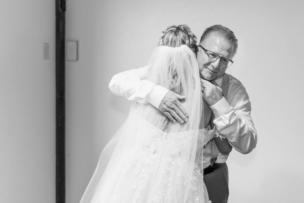 Father Daughter first look on wedding day. 