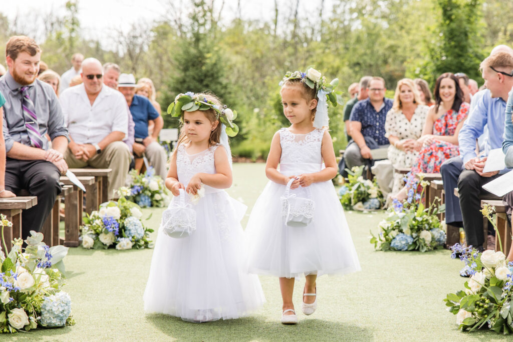 Flower girls coming up the aisle. 
