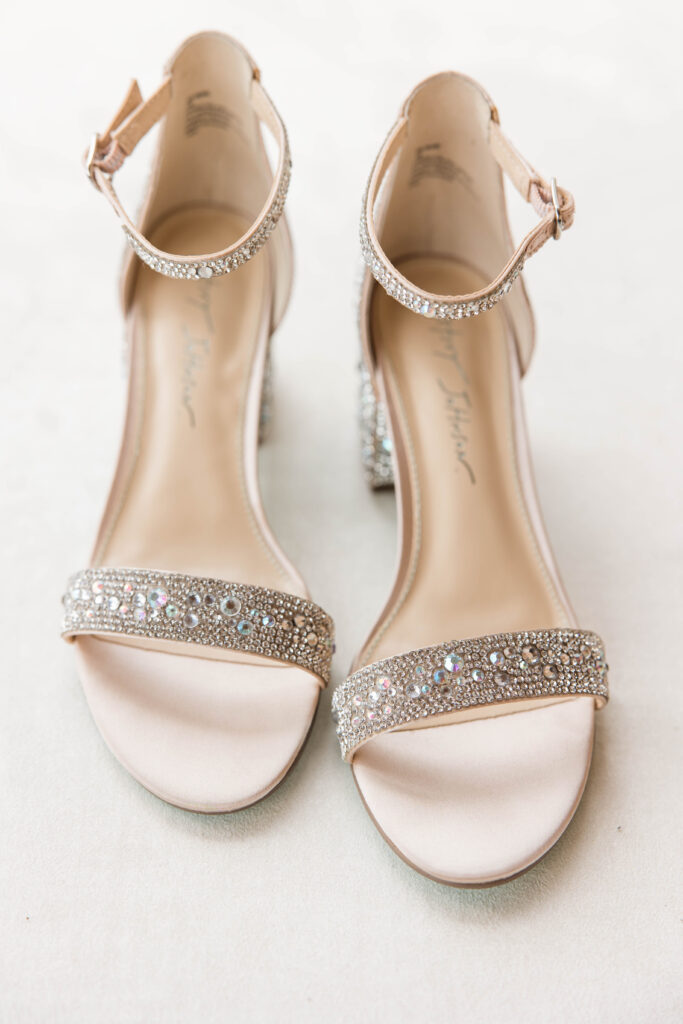 Bride's shoes on wedding day. 