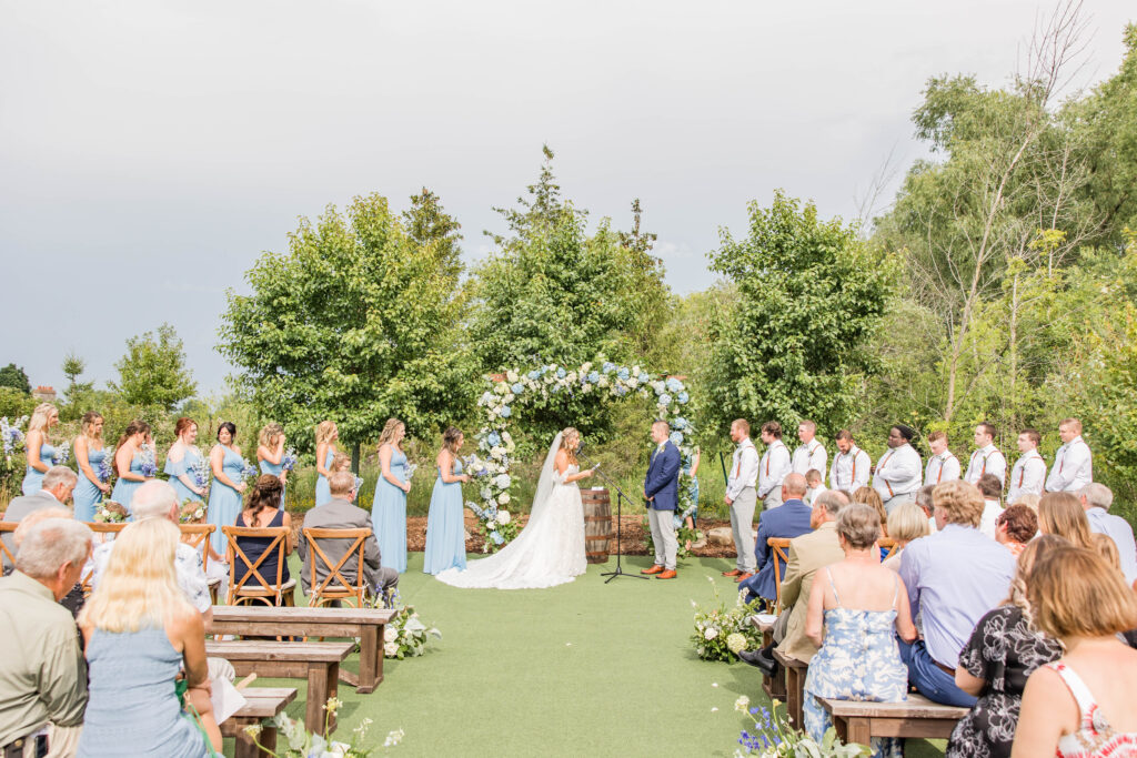 Wedding ceremony at the Bog in Saukville Wisconsin. 