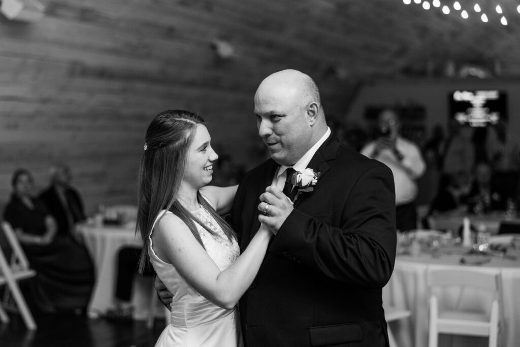 Father Daughter dance at a wedding located at the Bowery in Lake country, Wisconsin.