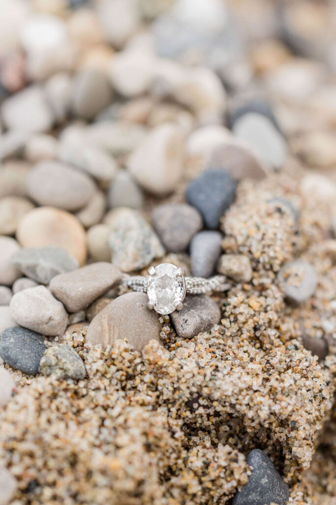 Beach ring detail photo on Lake Michigan. 