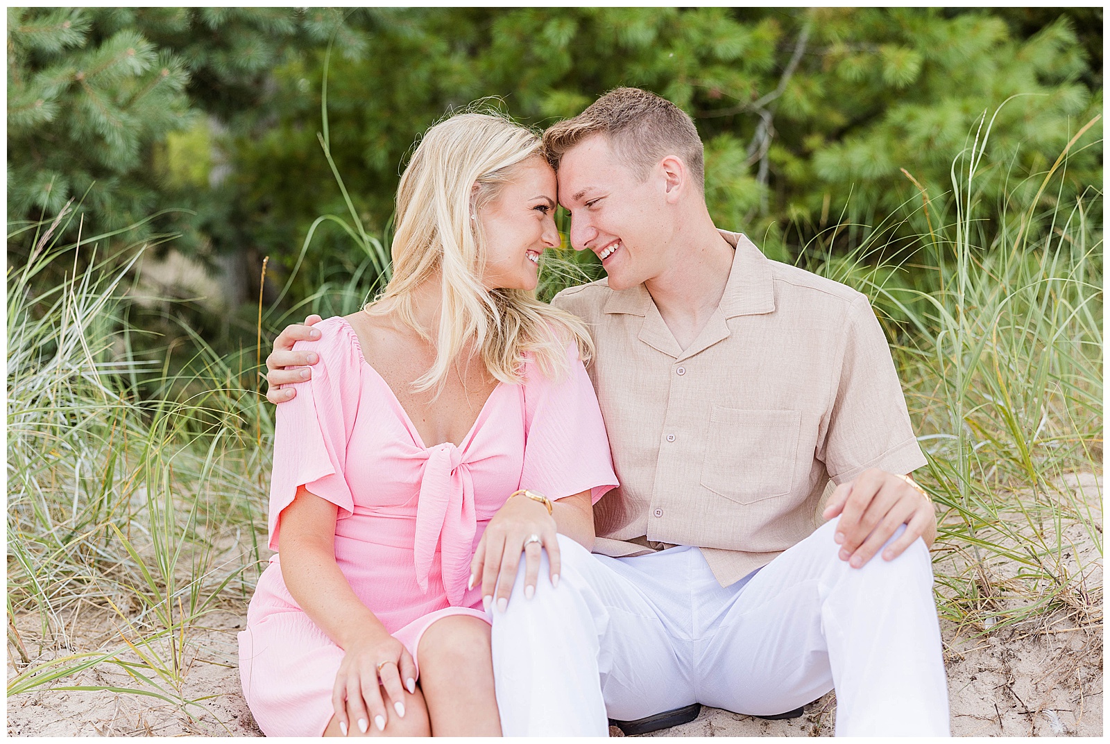 Kohler-Andre State Park Engagement, smiling couple