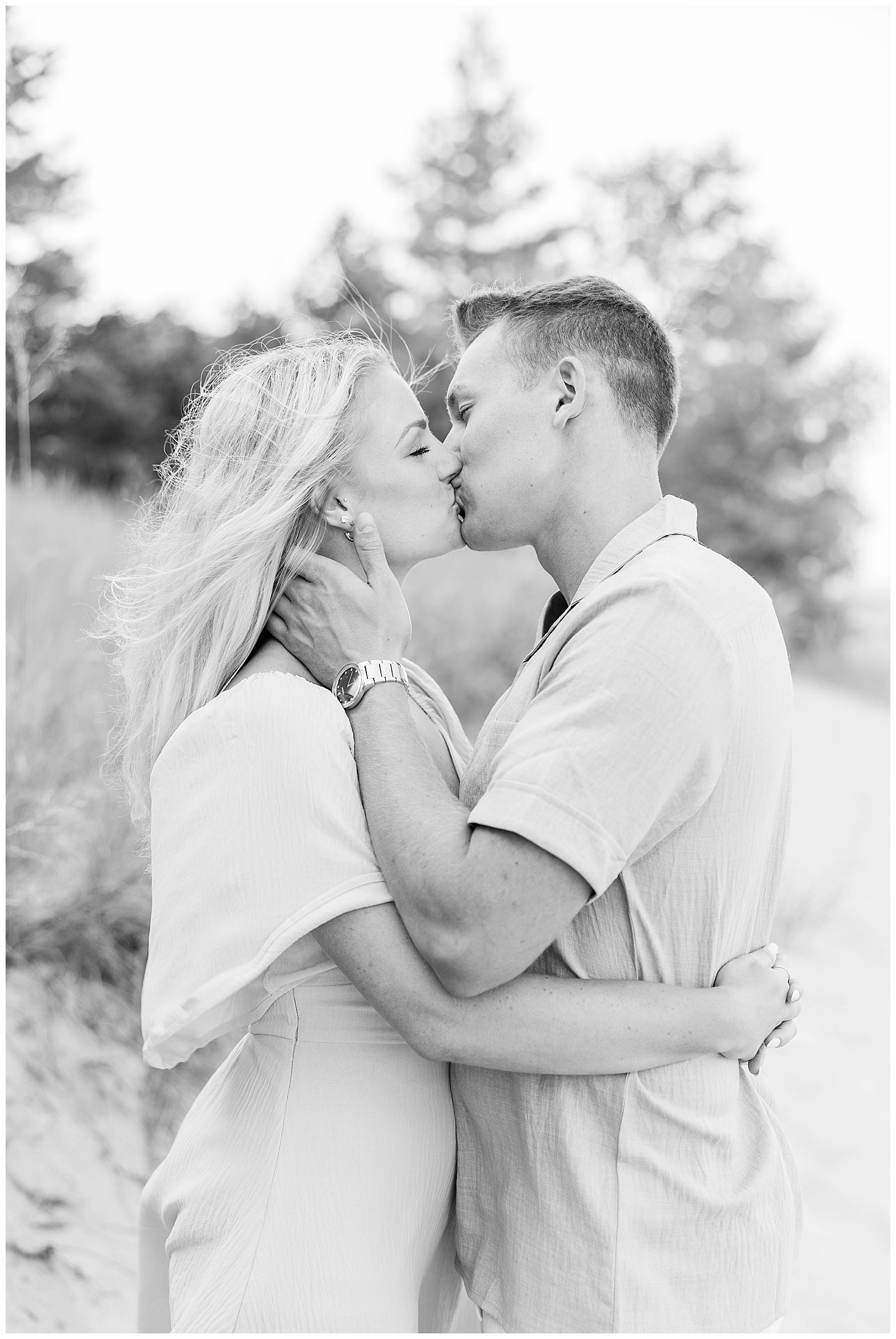 Kohler-Andre State Park Engagement, smiling couple, wisconsin engagement