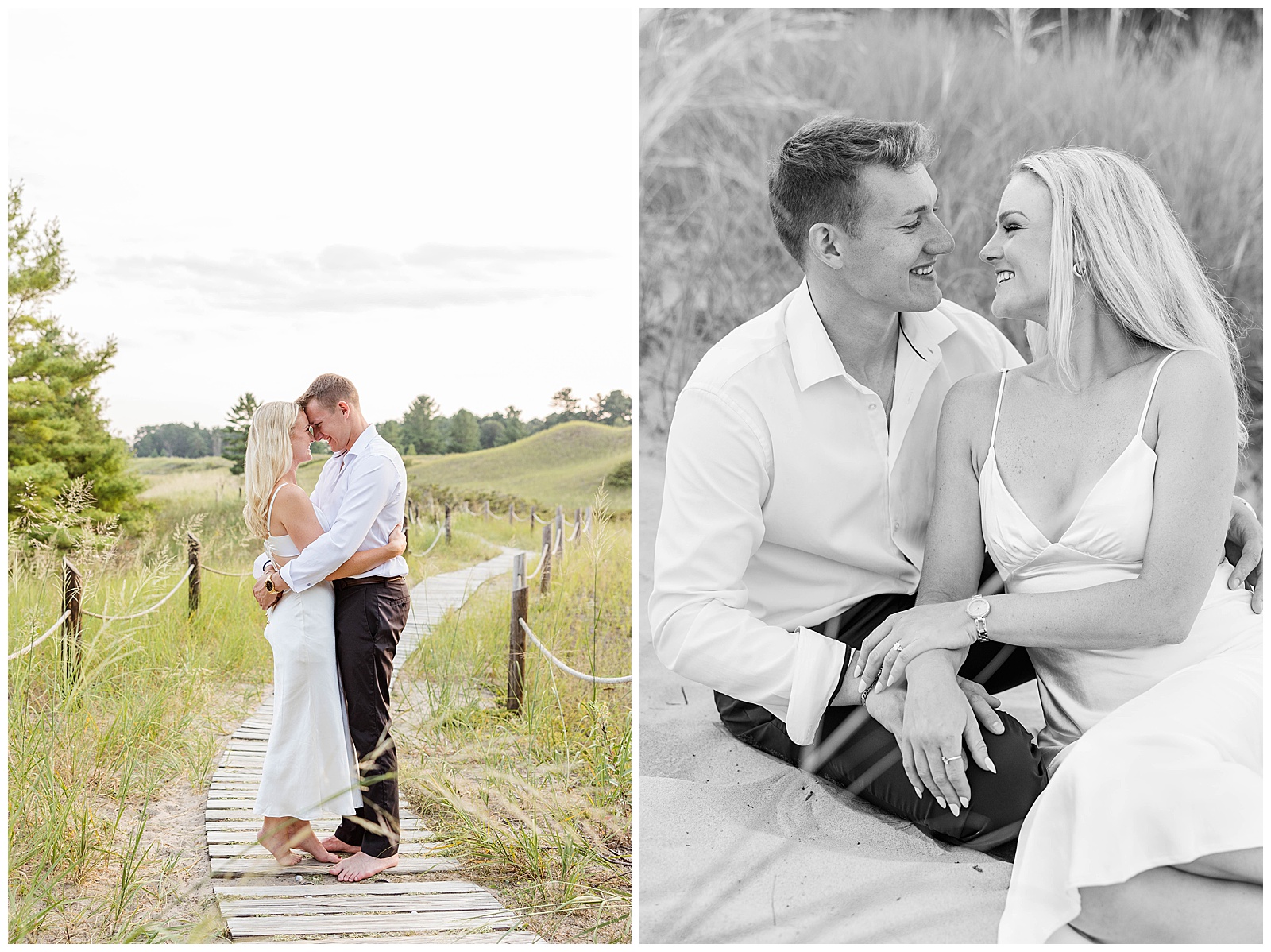 Kohler-Andre State Park Engagement, smiling couple, wisconsin engagement