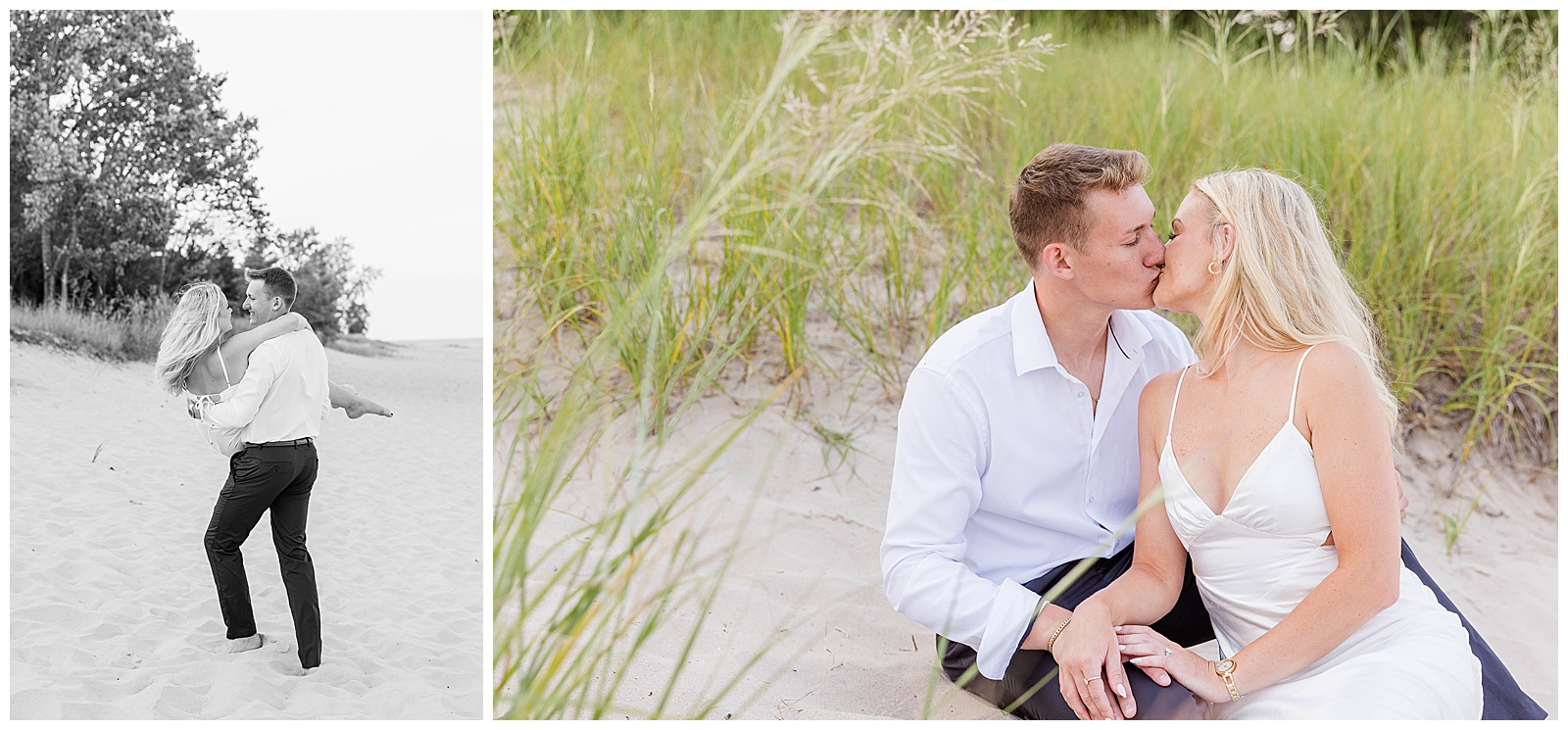 Kohler-Andre State Park Engagement, smiling couple, wisconsin engagement